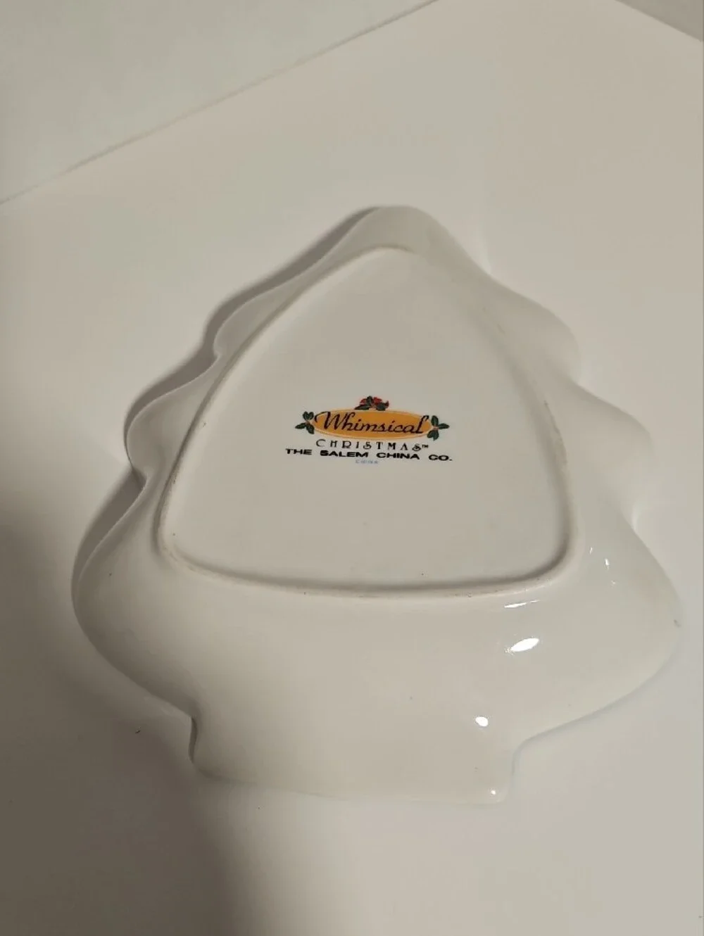 Festive Tree-Shaped Holiday Serving Dish - White with Green Trim